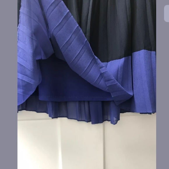 LOFT Women’s Pleated Flowy Full Skirt Two Tone - Picture 2 of 8